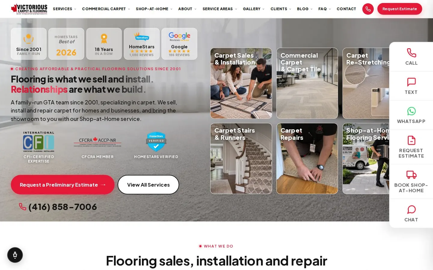 Victorious Flooring website screenshot